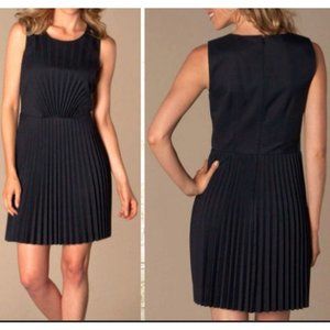DKNY Dress 14 Black Pleated Sleeveless Wool Blend $345